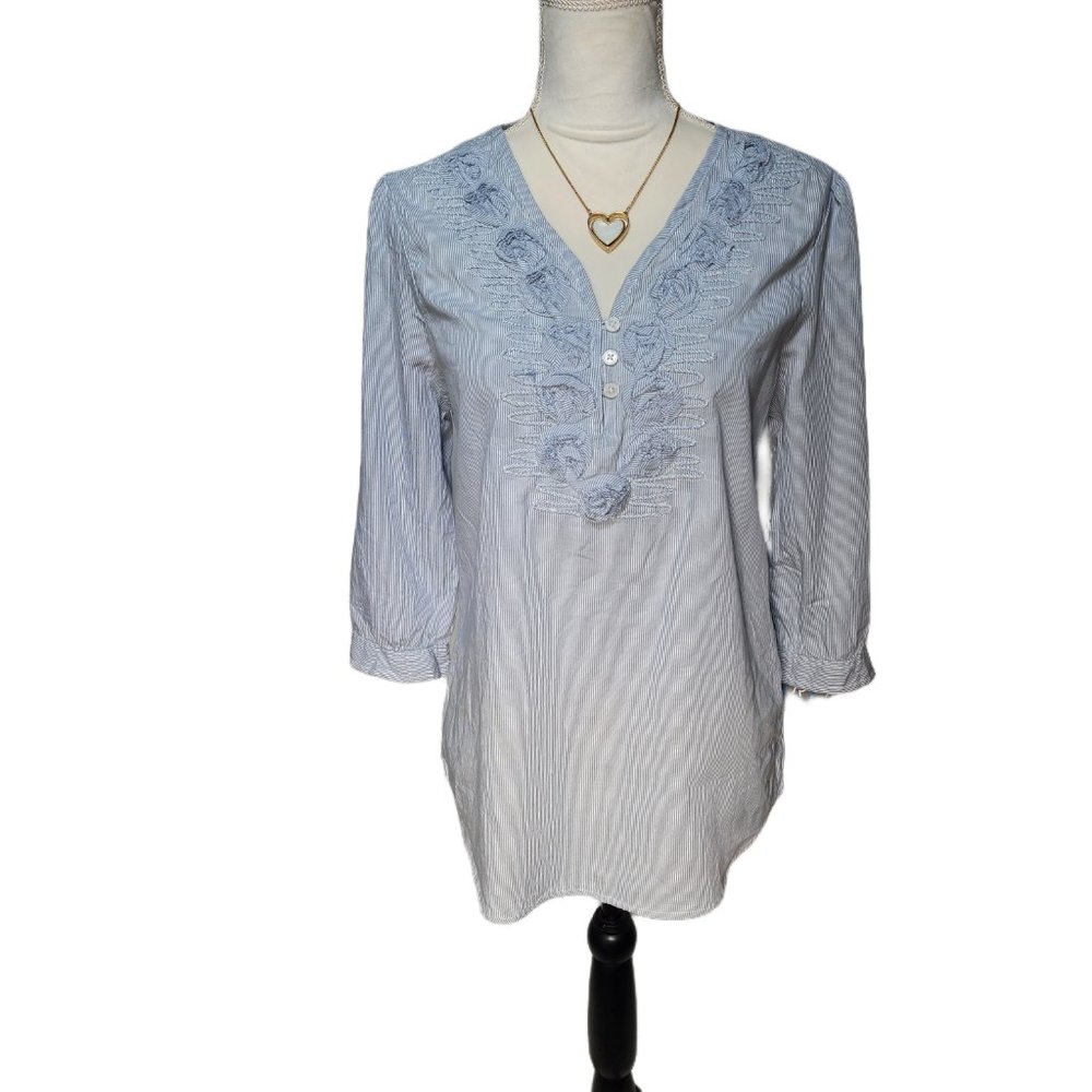 Relativity. Blue & White, Y2k Tunic. Size: Small